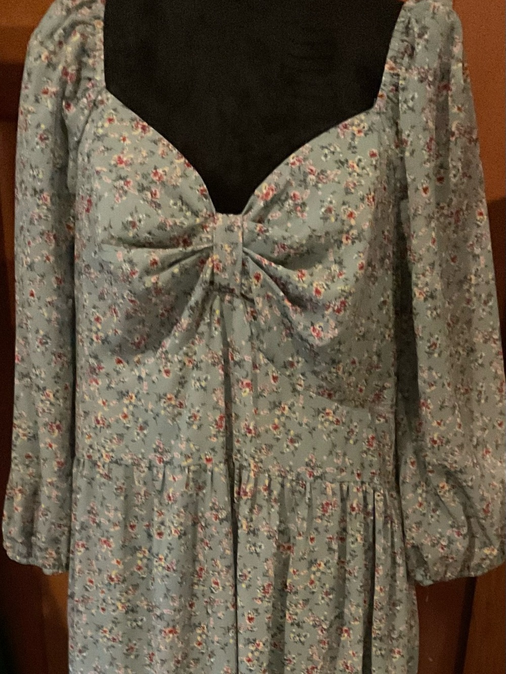 SHEIN Light Blue Floral Maxi Dress with Pink & White Blooms